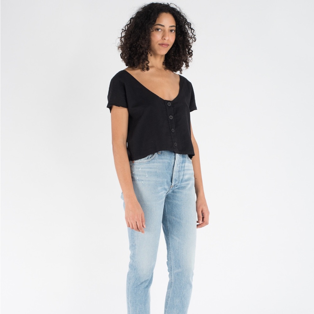 Black Button-Up Women's Top